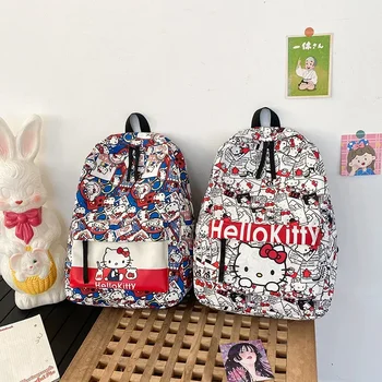 Sanrio Hello Kitty hátizsák graffiti stílusú aranyos hátizsák nagy kapacitású hallgatói campus sokoldalú iskolatáska születésnapi ajándék