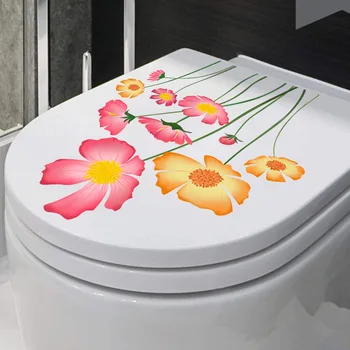 Virág WC matricák Kreatív WC-fedéllel Matrica Fürdőszoba dekoráció vízálló Levehető WC ülőke matricák PVC lakberendezés Művészet