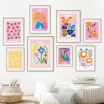 Virágnövény százszorszép Matisse minimalista falfestmény Vászonfestés Északi plakátok és nyomatok Képek a nappalihoz Lakberendezés