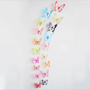 12db 3D hatás Pillangó falmatricák Matrica fali művészet Kivehető szoba Party Esküvői dekoráció Home Deco fali matrica gyerekszobához