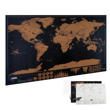 A legkelendőbb Csodálatos kaparós térképek zászlókkal Ajándékok utazóknak Deluxe arany lekaparható réteg Vizuális utazás Kaparós lekaparás térképek