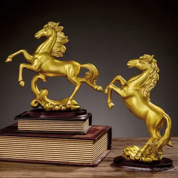 Kreatív gyanta Ló szobor Dísz Arany dísz Érkezés siker Főoldal Nappali Tanulmány Könyvespolc Irodai dekorációk Iparművészet