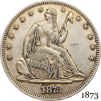 Egyesült Államok Amerika USA 1873 1/2 dollár ülő szabadság fél dollár cupronickel ezüstözött alul sas másolat érme mottóval