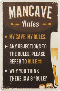Man barlang szabályok Vintage fém ón jel dekoratív plakett függő fal Art ManCave sör ajándékok férfiaknak Félelmetesen néz ki