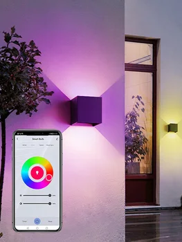 Tuya Smart WiFi LED kocka fali lámpa RGBWWCW kültéri beltéri vízálló Sconce szabályozható kerti fény Munka Alexa Google Home