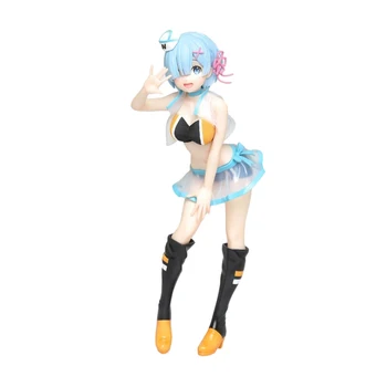 Anime figura Re:Life In a Different World from Zero Rem Ram Sign Girl Standing Short Szoknya modell PVC kollekció ajándék játék 23CM