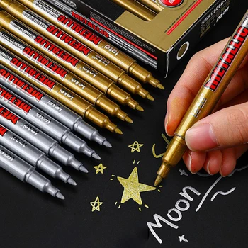 Arany ezüst Art Fémes szín Diy Album Scrapbooking Marker Pen Írószer Iskolai írószer kellékek