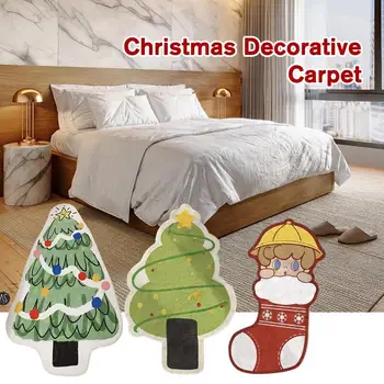 Karácsonyfa alakú pelyhesítő otthoni szőnyeg csúszásgátló karácsonyi egyedi szőnyeg nappali hálószoba fürdőszoba dekoráció mosható