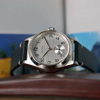 Orologio meccanico di seconda mano piccolo con cassa scanalata 36mm cassa in acciaio Stanless cinturino in pelle orologio polso