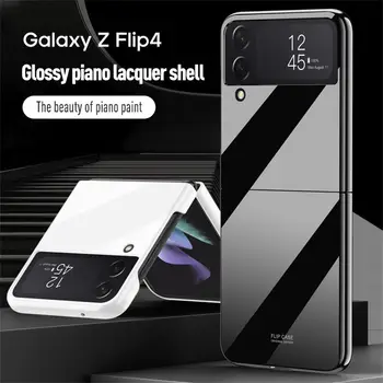 Samsung Galaxy Z Flip 4 Flip3 tokhoz Luxus ultravékony fényes felületű zongorafesték összecsukható ütésálló védelem kemény hátlap