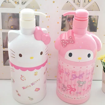 MINISO My Melody/Hello Kitty Japán nagy kapacitású testápoló flakon préselt osztott palack tusfürdőhöz sampon tároló palack