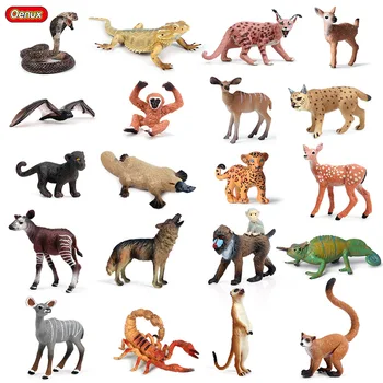 Oenux Új vadállatok szimulációja Kis méretű farkas tigris oroszlán figurák Miniatűr akciófigurák Gyík kígyó játék gyermekeknek ajándék