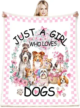 Kutya takaró kiskutya plüss ajándék lányoknak nők gyerekek kutyák állatok szerető dob kényelmes könnyű aranyos kölykök kisállat lap puha
