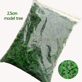 2.5cm kézzel készített modellfa zöld fa mikro táj elrendezés vonat vasúti zöldítés 100db