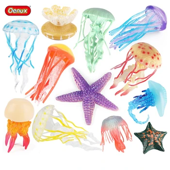 Szimuláció Állatok Modell Medúza Medúza Tengeri csillag polip kagyló Korall Állat Műanyag akciófigurák Oktató játék ajándék