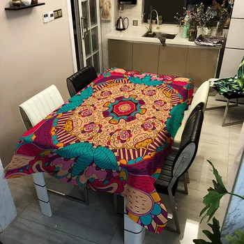 Egyedi elegáns mandala mintás terítő Otthoni íróasztal Teaasztal Konyha Étkezőasztal Party dekoráció Mosható porálló asztalhuzat