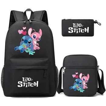 Disney 3Db Lilo Stitch hátizsák készlet tini fiú lánynak Vissza az iskolába Hátizsák uzsonnás táskával Diák iskolatáska Férfi női táskák