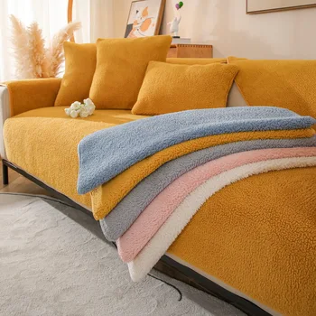 Bárány gyapjú kanapé párna csúszásmentes kanapéhuzat vastag kanapéhuzat Téli kanapéhuzatok nappaliba Modern egyszínű kanapé törölköző