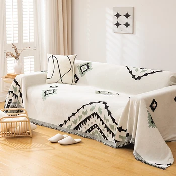 Hippi nyomtatott kanapéhuzat, bohém kanapé törölköző takaró nappali dekorációhoz, univerzális macskaellenes karcos zsenília kanapé papucs
