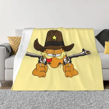 Vicces macska cowboy takaró 3D nyomtatott puha flanel gyapjú meleg takaró otthoni ágy kanapé paplan
