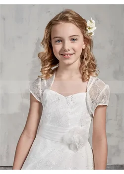 Virág lány ruha fehér szatén csipke rátétes virágöv esküvői virág elegáns gyermek eucharisztia születésnapi party báli party ruha