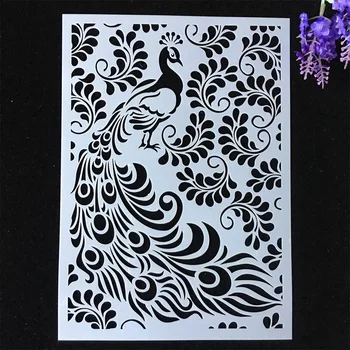 1db A4 29*21cm Pávalevél DIY rétegezés Sablonok festése Scrapbook színezés Dombornyomás album dekoratív sablon