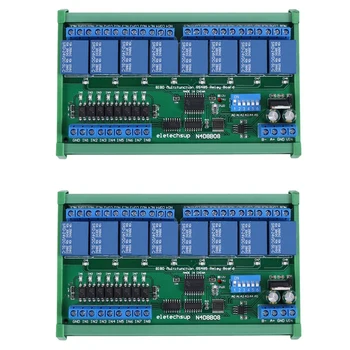 2X DC 24V 8 csatornás RS485 relé kártya Modbus RTU UART távirányító kapcsoló DIN35 sínes doboz PLC automatizálási vezérléshez