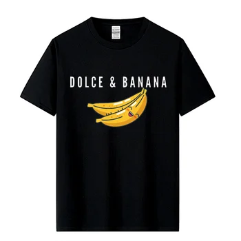 Férfi póló Kiváló minőségű 100% pamut vicces banánnyomtatás Summer Casual Loose O-nyakú rövid ujjú póló Férfi póló