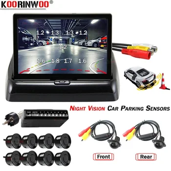 Koorinwoo HD képernyő Intelligens rendszer érzékelők autókhoz Parkoló érzékelők 8/6/4 radarok detektor hátsó kamera Első kamera parkoló asszisztens