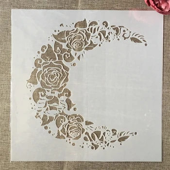 30*30cm Nagy Mandala Hold Rózsa DIY rétegezés Sablonok Festés Scrapbook Színezés Dombornyomás Album dekoratív sablon