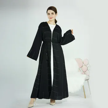 Muszlim nők Ruha nyitva Abaya Dubai női ramadán kimonó egyszínű Femme női divatruha elegáns iszlám ruhák Party