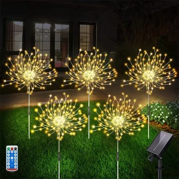 3/5Pack napelemes kerti tűzijáték lámpák kültéri 120 LED vízálló rézhuzal DIY napelemes csillagszóró csillagszóró távirányítóval