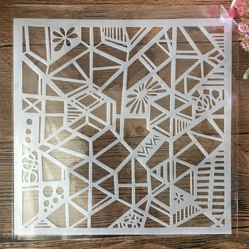 20*20cm geometriai keret levelek DIY rétegezés sablonok festés scrapbook színezés dombornyomás album dekoratív sablon