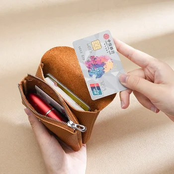 Egyszerű női bőr érme pénztárca többfunkciós kártyatáska A nők nagy kapacitása kis ékszerérme pénztárcát helyezhet el