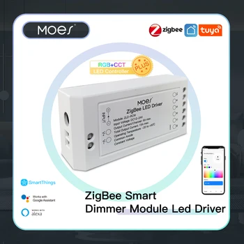 MOES Új ZigBee 3.0 intelligens fényerő-szabályozó modul Swtich RGB CCT LED szalaghoz Smart Life Tuya App vezérlés Alexa Echo Goolge Home