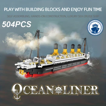 504PCS Luxus tengeri körutazás építőelemek Városi utazás óceánjáró DIY modell összeszerelési kockák Gyermekjátékok Karácsonyi ajándék