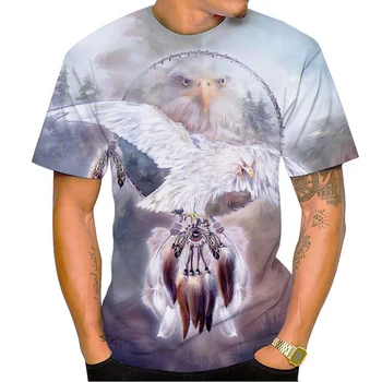 New Eagle 3D nyomtatott rövid ujjú póló Casual Animal Eagle Hip Hop Rock Személyiség Kreatív O-nyakú pólók