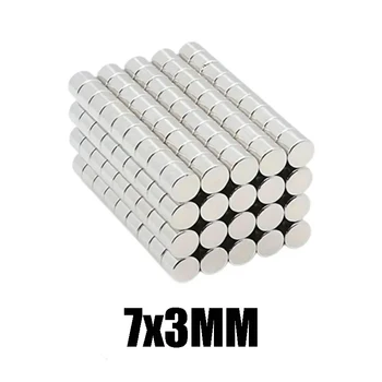 Neodímium vas Bór erős mágnes N35 Kör alakú mágnes 7X3MM Elektronikus műszer hengeres erős mágnes