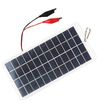 5W 12V poliszilícium napelem tartozékok Kültéri hordozható vízálló töltőpanel klipekkel 9-12V akkumulátor tölthető