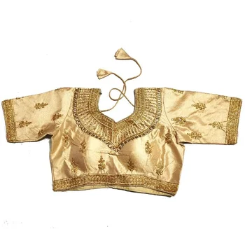 Hagyományos aranyszál hímzés Pakisztán India Sari Top női ing Nyár