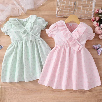 Új ruhában lányoknak Szerelem szív nyomtatott aranyos kislányos ruhák Gyerekek születésnapi hercegnő Nagyon szép ruha 1-6 éves gyermekek