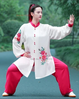 2024 Kínai vintage kung fu tai chi ruházat harcművészetek Taijiquan Wushu gyakorlat Egységes virágmintás felsők+nadrág teljesítmény