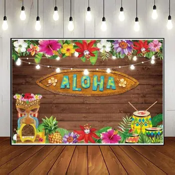 Tiki Bár Nyári trópusi Hawaii háttér Forró születésnapi dekoráció Szabadság városa Egyéni háttér Banner Party Babaváró