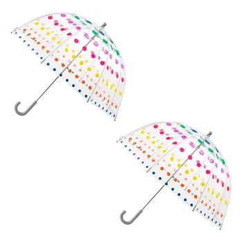 2X Gyerek átlátszó buborék esernyő Férfi és női gyermek esernyők átlátszó hosszú fogantyújú divatesernyő
