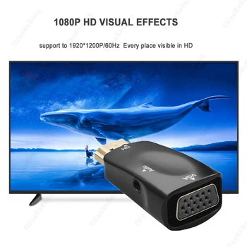 Új HDMI-kompatibilis VGA kábelátalakító 1080P audiokábel átalakító 3,5 mm-es jack audio PC-hez laptop TV Box számítógép kijelző