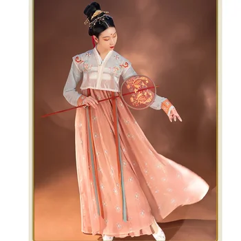 ChongHuiHanTang Kínai ruhák Hanfu nők Tang-dinasztia hercegnő virágmintás ruha Néptánc ruházat Vintage fesztivál ruha