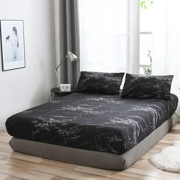 Luxus márvány mintás matrachuzat ágytakaró Ágytakaró Ágynemű poliészter rugalmas ágytakaró ágynemű Kétágyas/teljes/queen/king