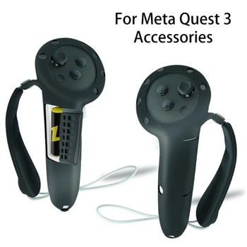 Teljes lefedettségű vezérlő markolatfedél szilikon védőtok állítható kézszíjjal a Meta Quest 3-hoz