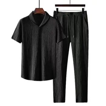 2023 Nyári férfiak Koreai alkalmi kapucnis szettek Divat Férfi Streetwear Joggers Tréningruha+Rugalmas deréknadrág Férfi ruhák 2db szett
