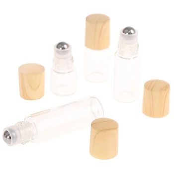 1/2/3/5ml kozmetikai tartály tekercs üvegpalackokra illóolajhoz Üres parfümös üveg újratölthető tartály bambuszfedéllel